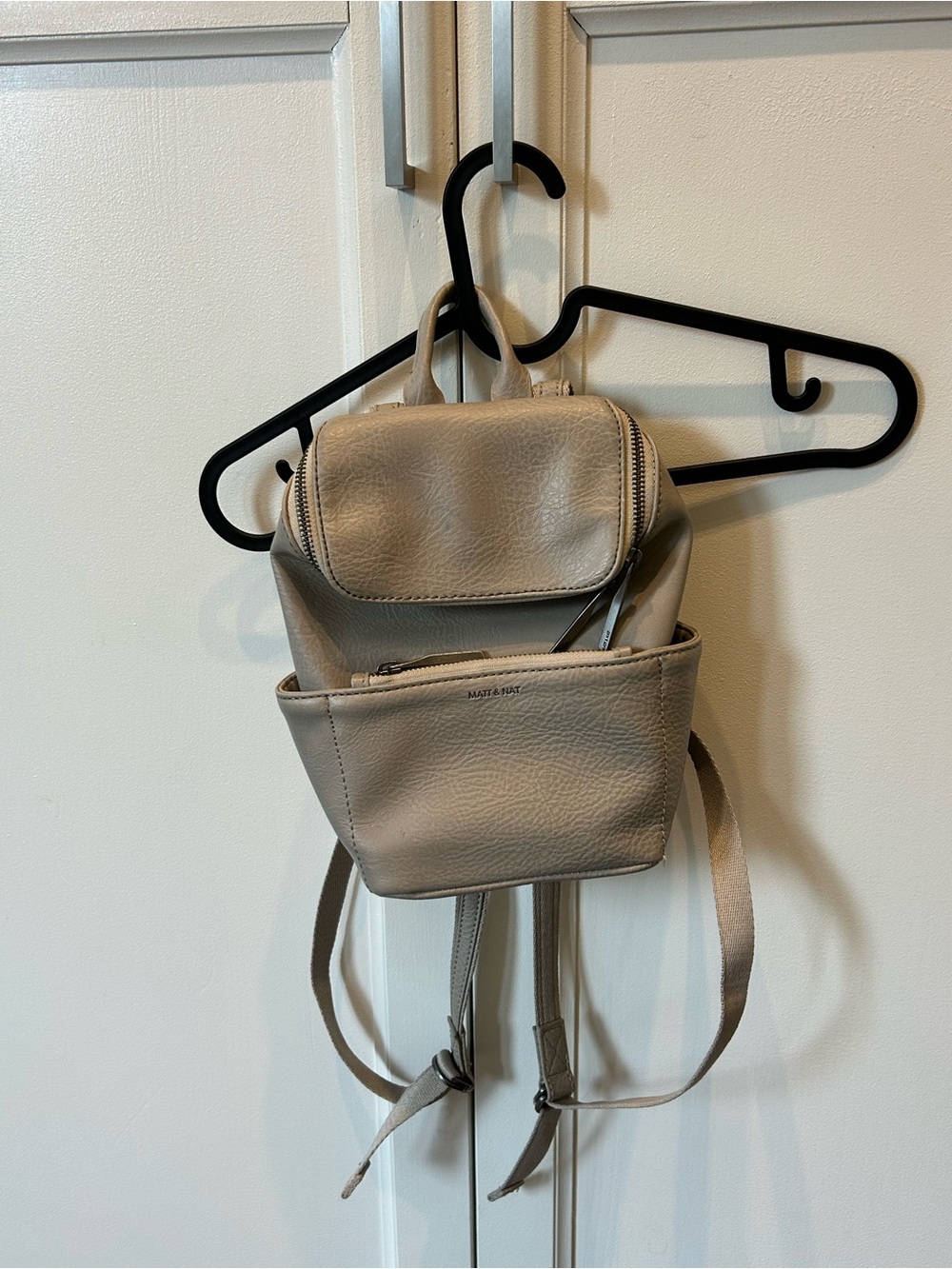 Matt & Nat Small Pebbled Faux Leather Backpack - Beige Taupe